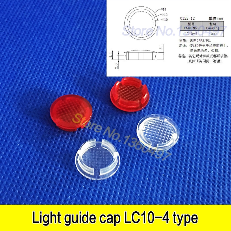 10pcs LC10-4 버클 유형 빛 가이드 캡 10mml 투명 표시기 보호 커버 라운드 헤드 전등 갓